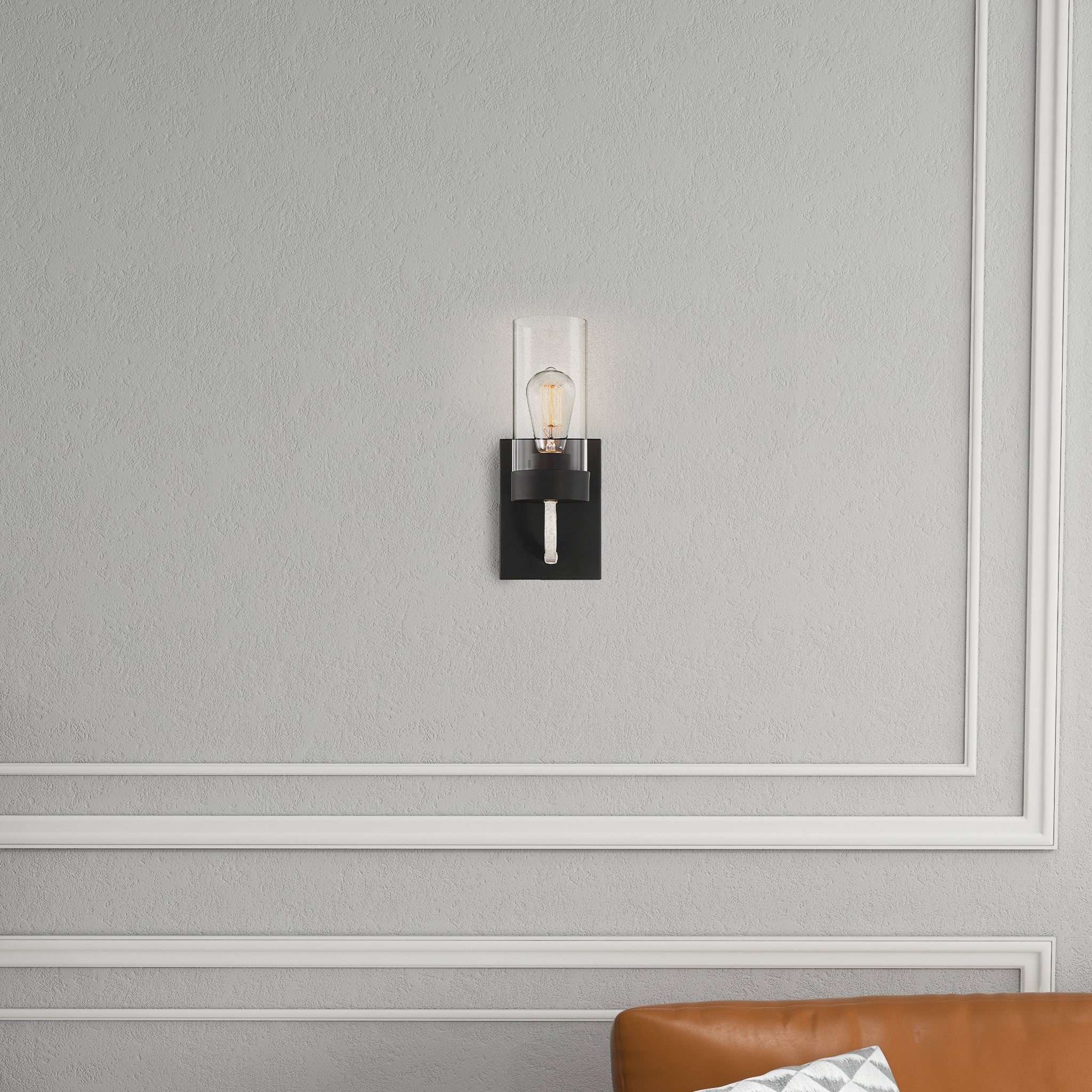 Zephyr Single Light Sconce With Clear Glass Metal Black Finish - MidinMod