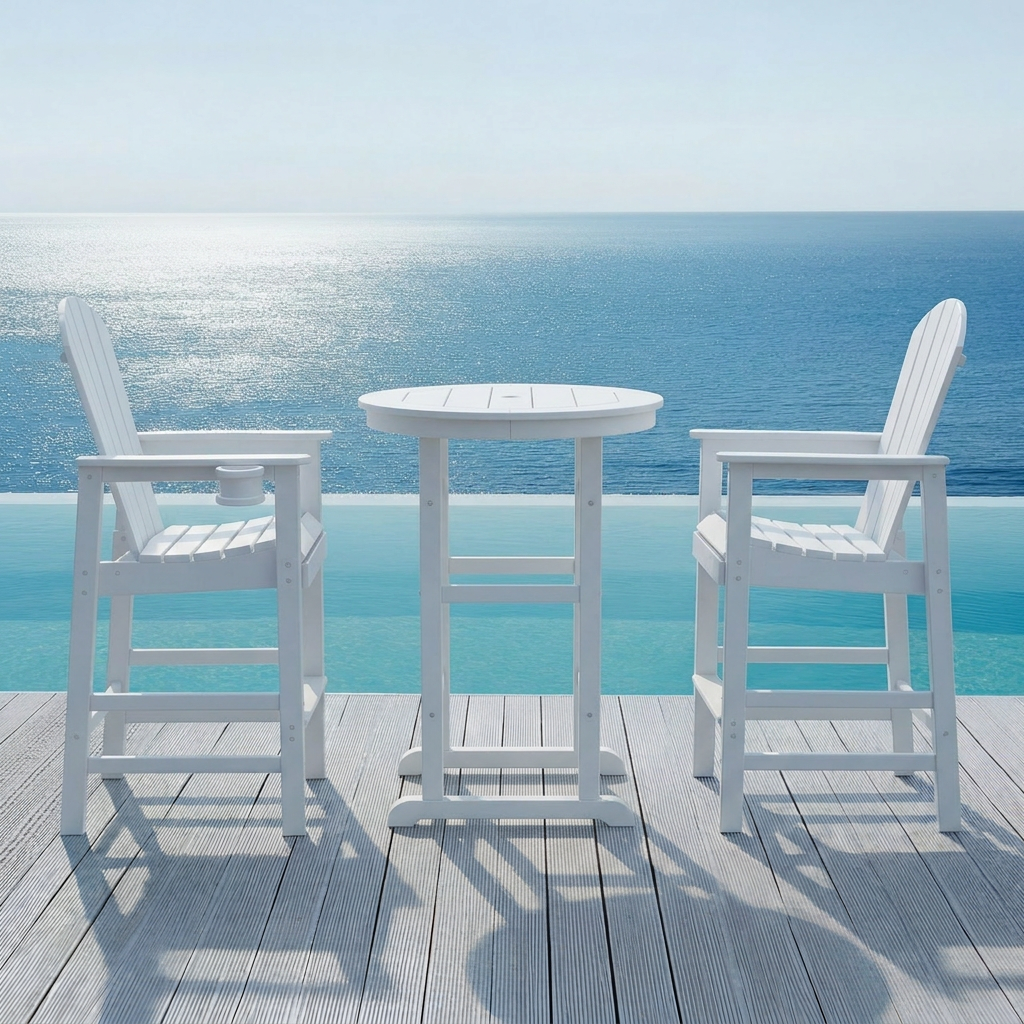 Hdpe Outdoor Bistro Set HDPE Frame - White