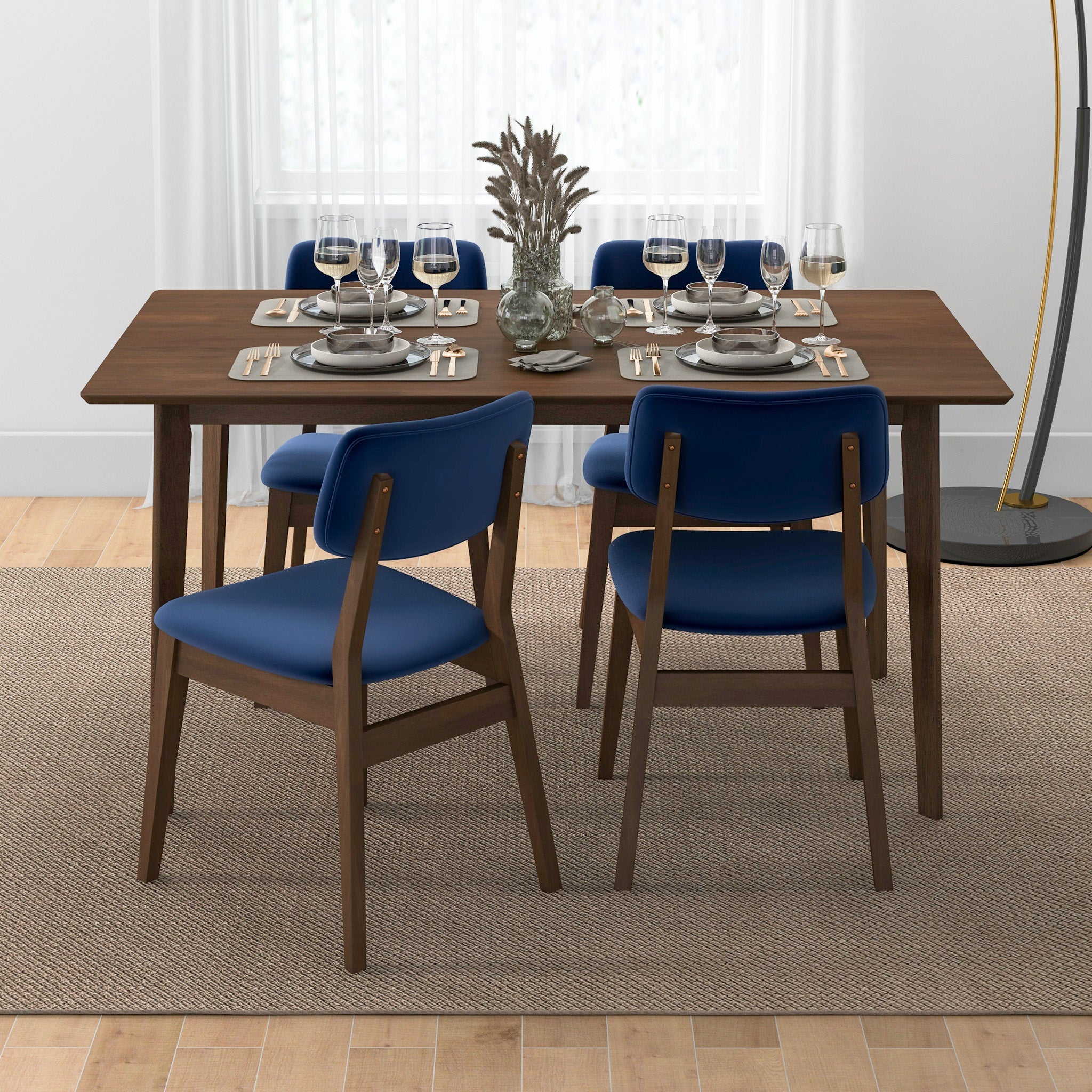 Abbott Blue Velvet Dining Chair Set of 2 - MidinMod