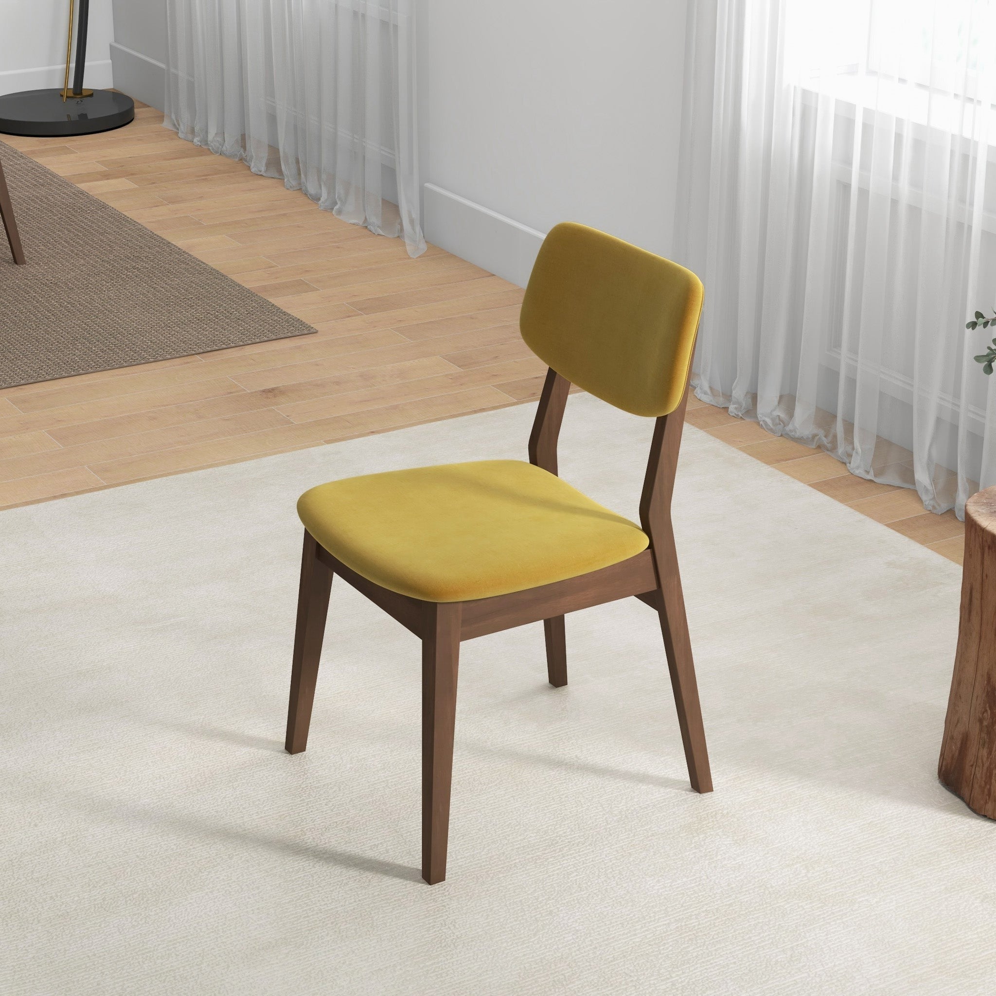 Abbott Dark Yellow Velvet Dining Chair Set of 2 - MidinMod