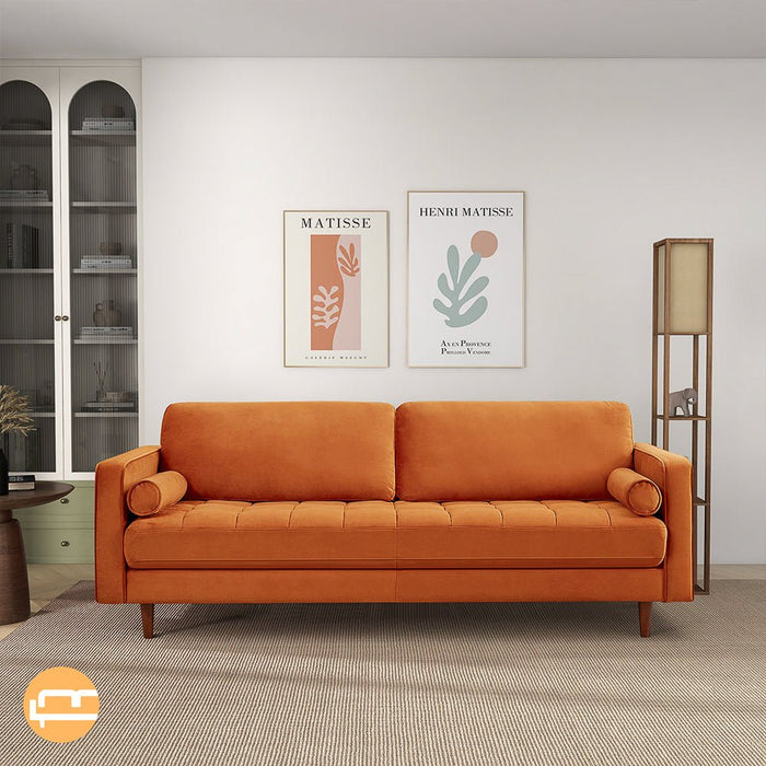 Daphne Modern Sofa (Burnt Orange - Velvet) - MidinMod Houston Tx Mid Century Furniture Store - Sofas 2