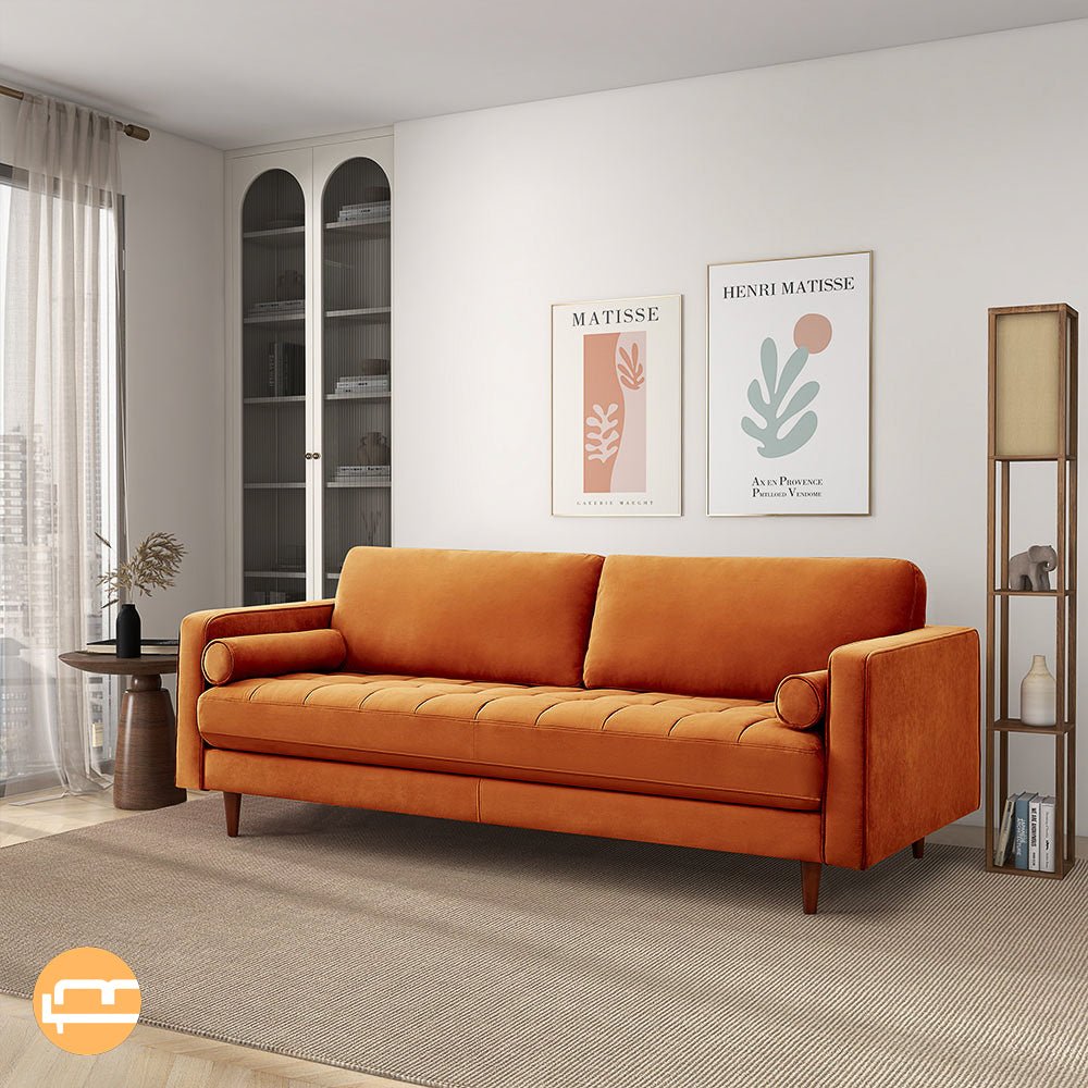 Daphne Modern Sofa (Burnt Orange - Velvet) - MidinMod Houston Tx Mid Century Furniture Store - Sofas 3