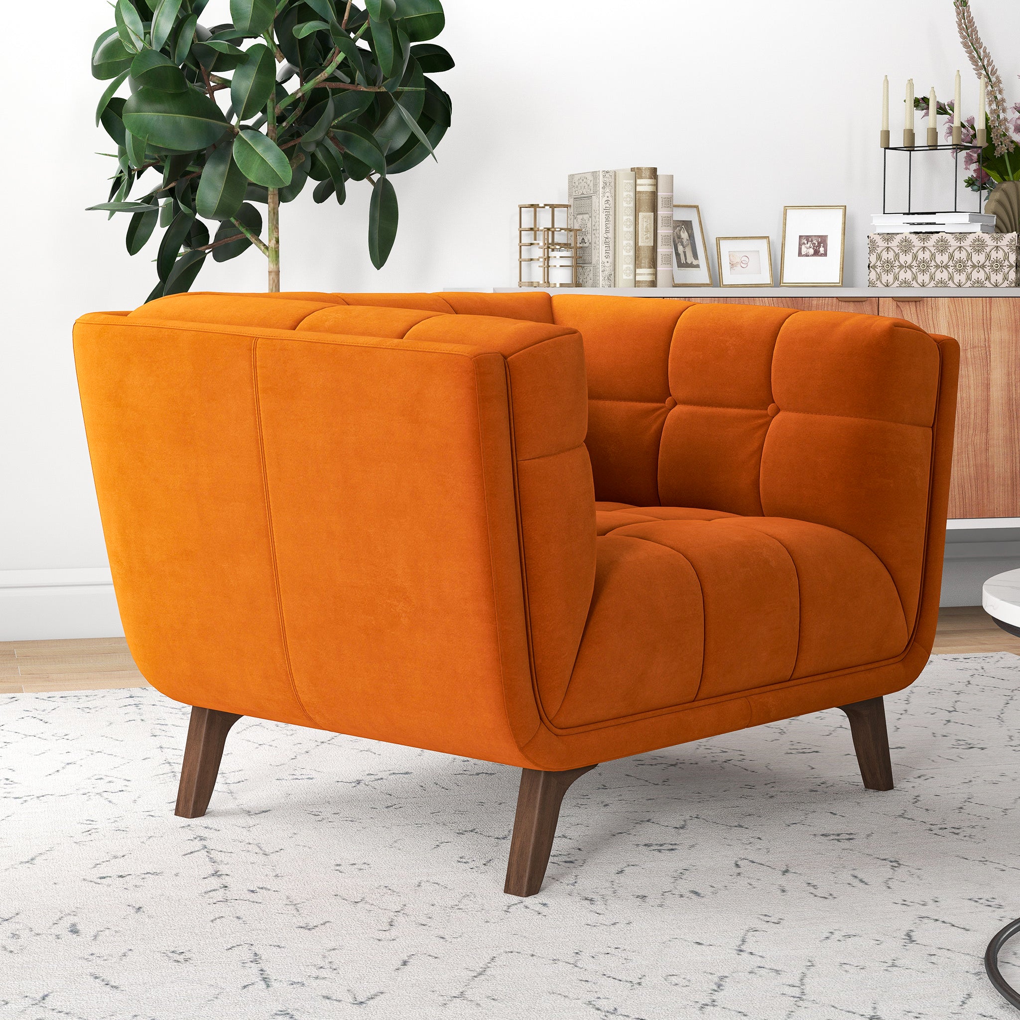 Kano Burnt Orange Velvet Lounge Chair - MidinMod
