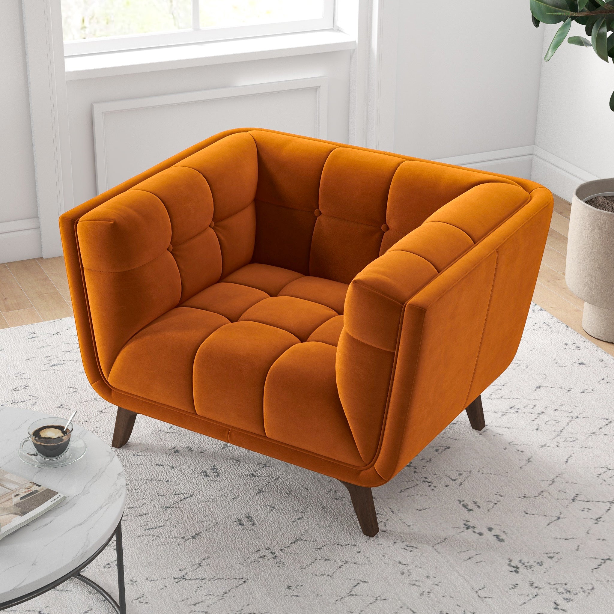 Kano Burnt Orange Velvet Lounge Chair - MidinMod