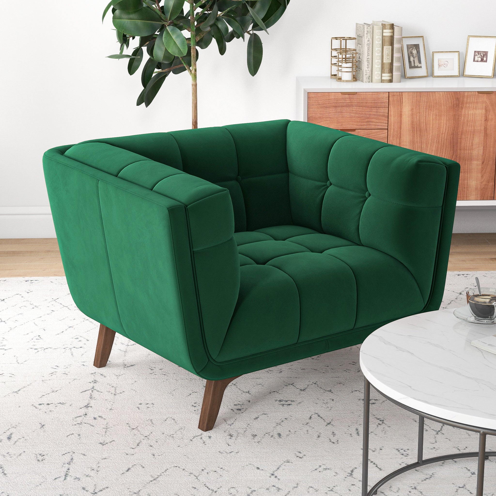 Kano Dark Green Velvet Lounge Chair - MidinMod
