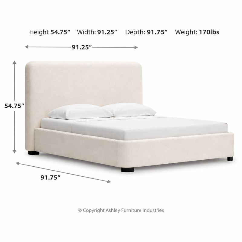 Whittgate Beige Fabric Upholstered King Size Bed