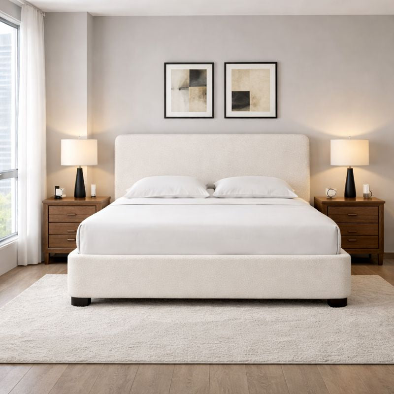 Whittgate Beige Fabric Upholstered King Size Bed