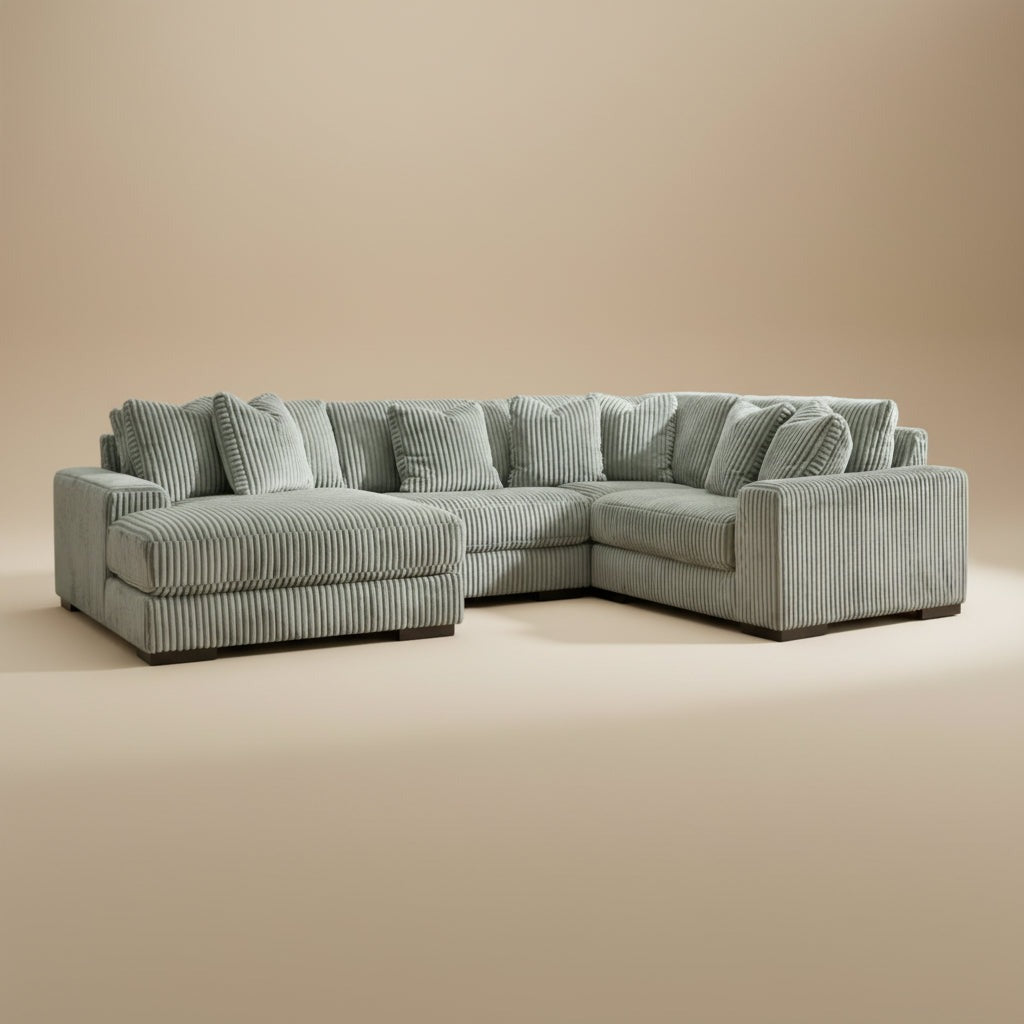 Lindyn 4-Piece Sectional with Chaise - Fog, Left-Arm Chaise