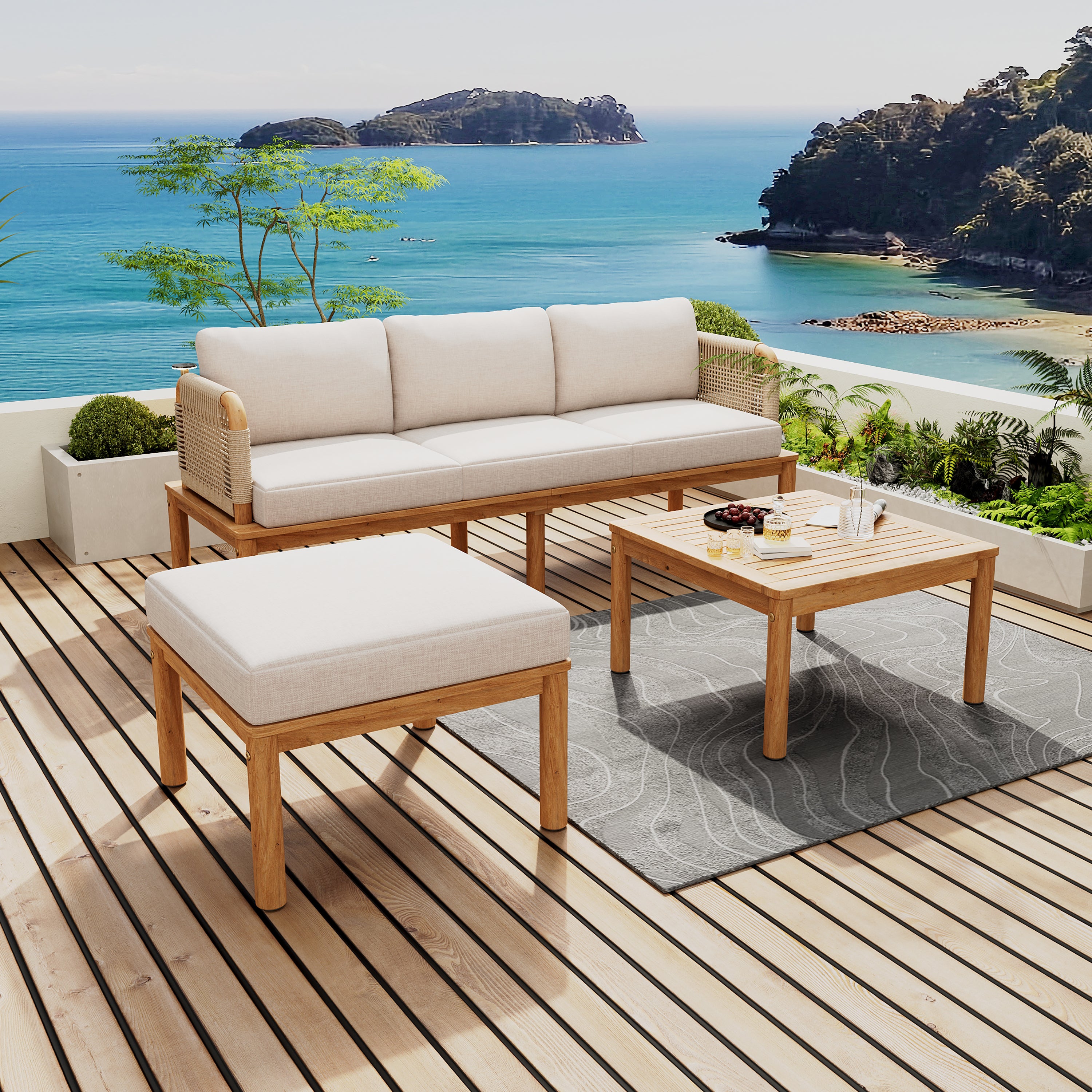 Outdoor Sofa Set Rope Detail