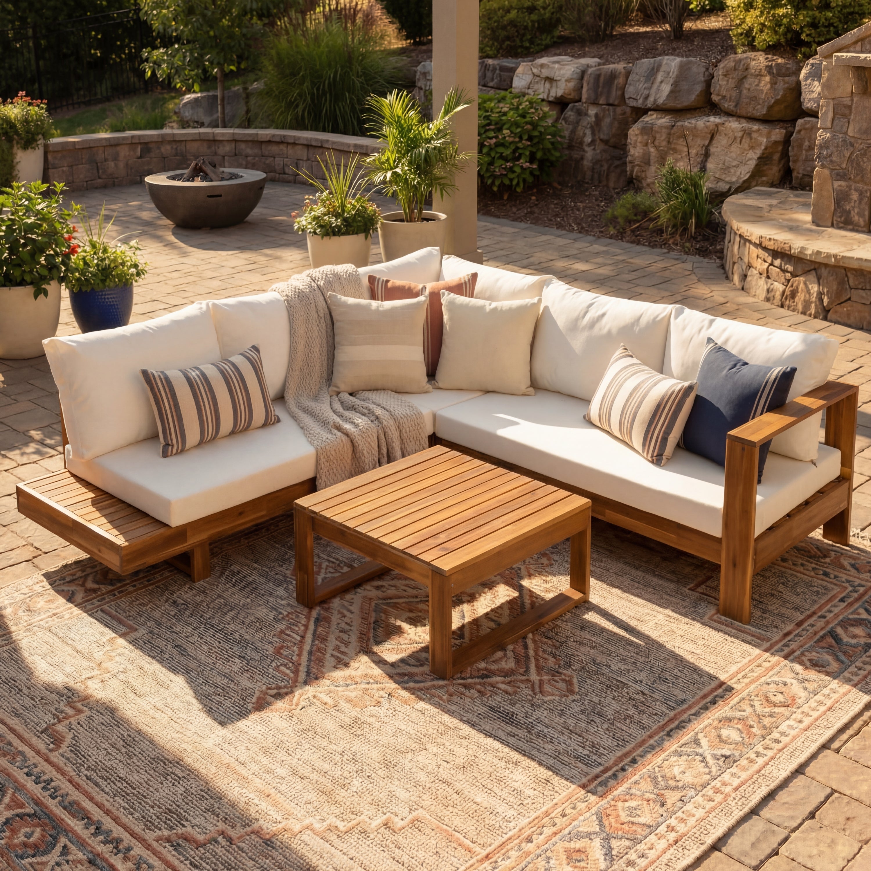 Outdoor Sectional Set Acacia Wood