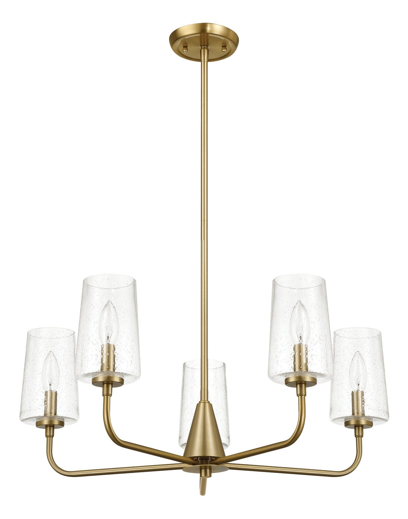 Dazzle Five Lights Chandelier With Clear Seeded Glass -Satin Brass - MidinMod