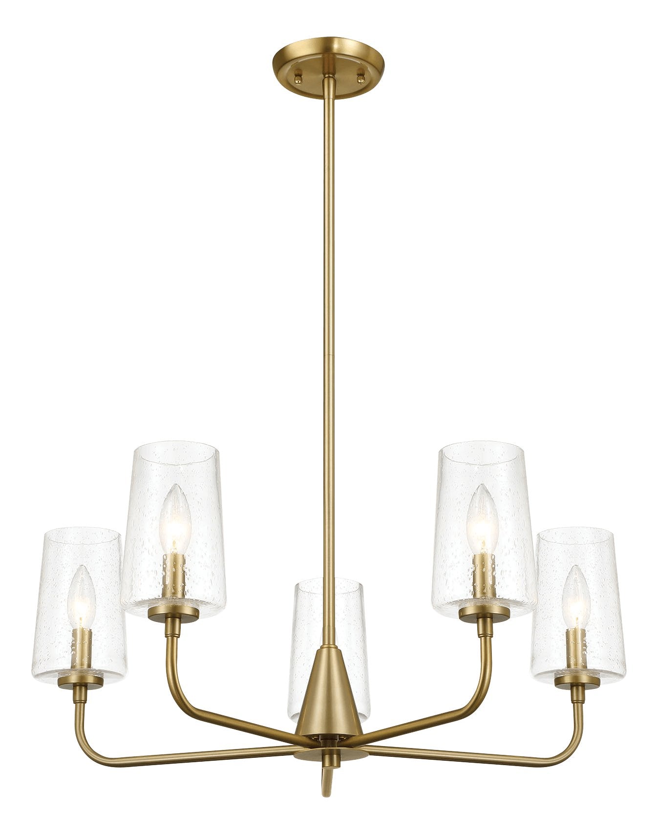Dazzle Five Lights Chandelier With Clear Seeded Glass -Satin Brass - MidinMod
