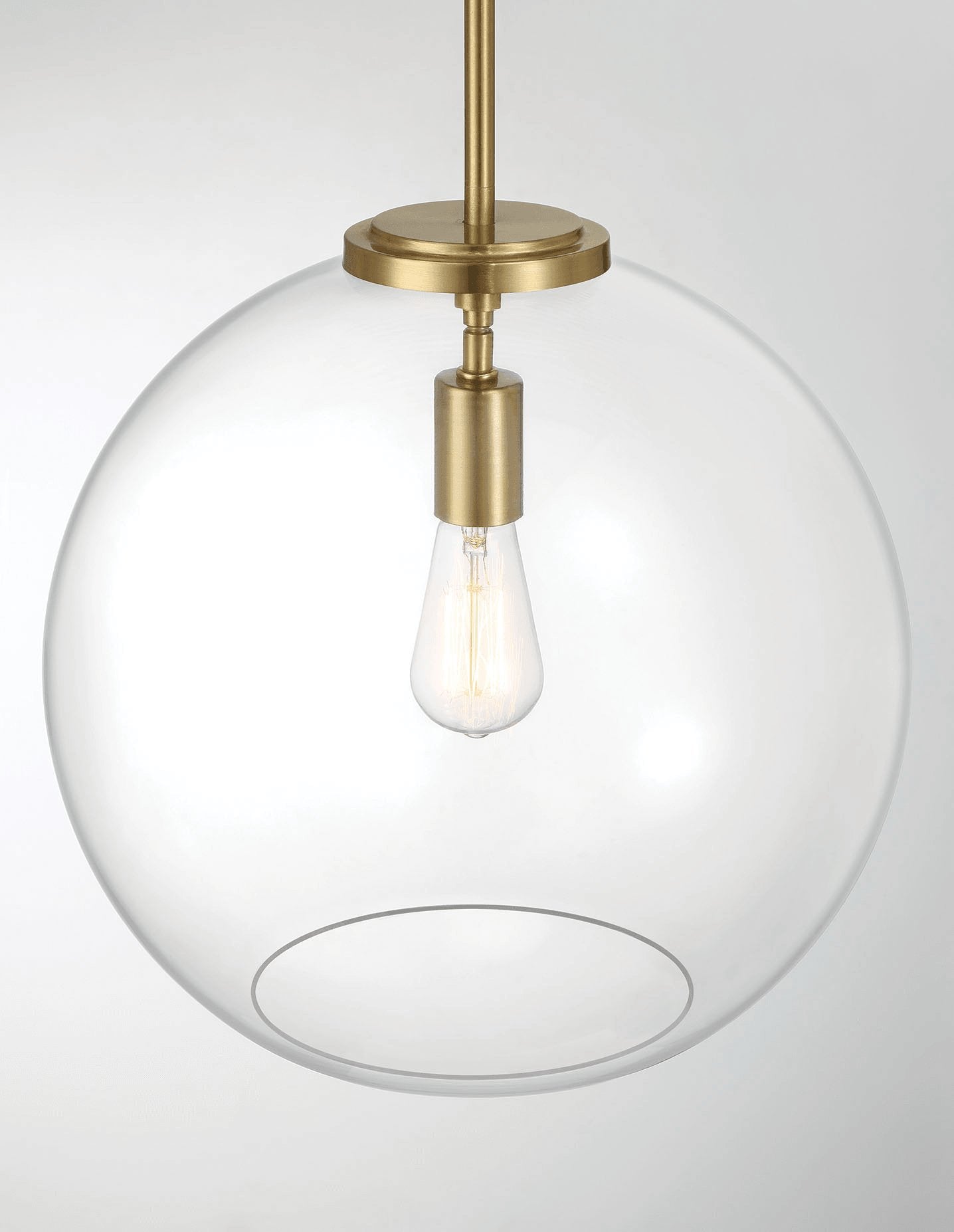 Gleam Single Light Pendant Lamp With Clear Globe Glass - Satin Brass - MidinMod