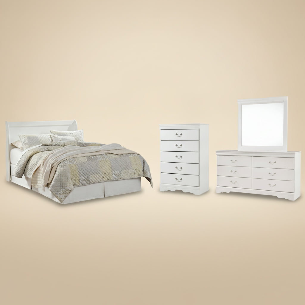 Anarasia Queen Sleigh Headboard, Dresser, Mirror and Chest