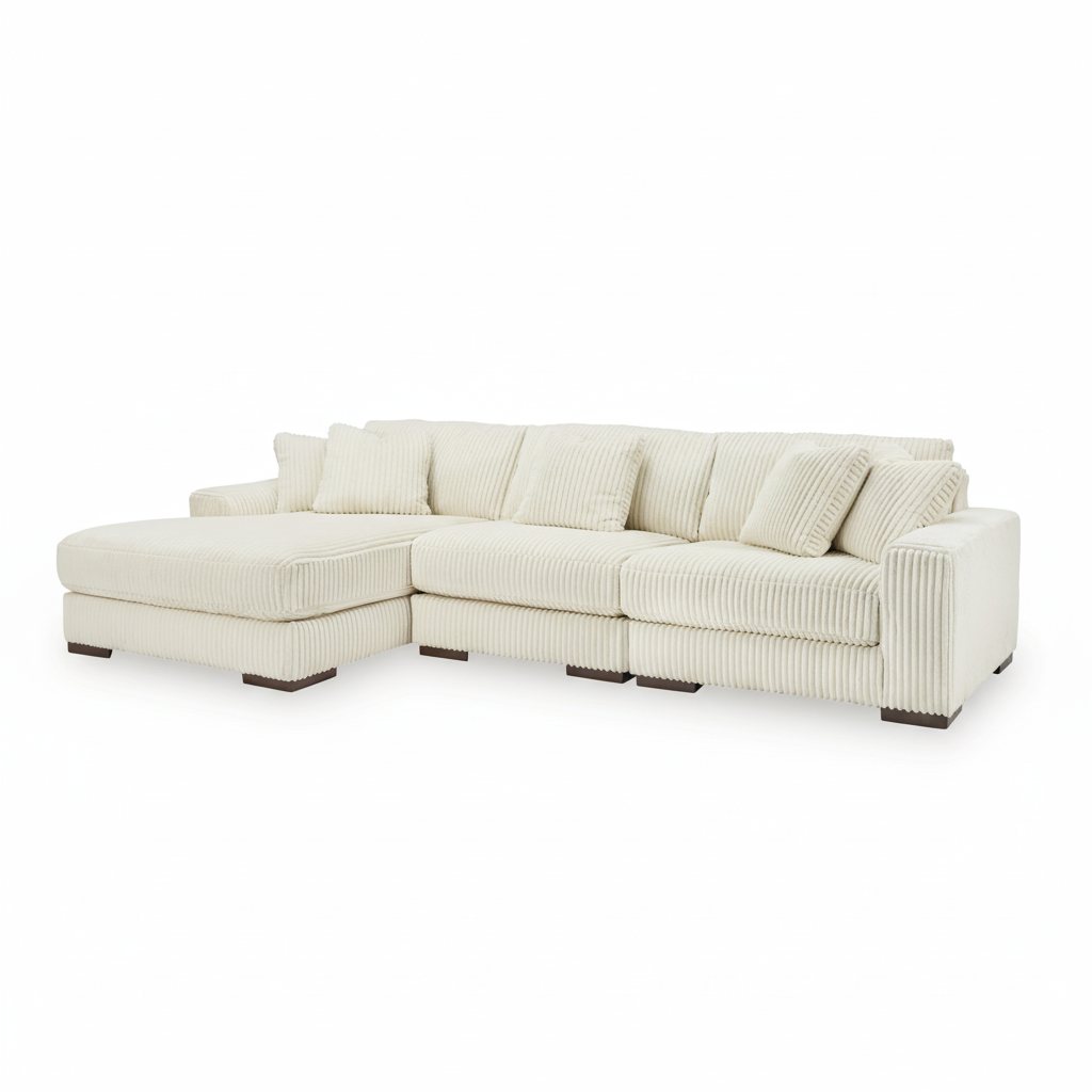 Lindyn 3-Piece Sectional with Chaise - Fog, Right-Arm Chaise