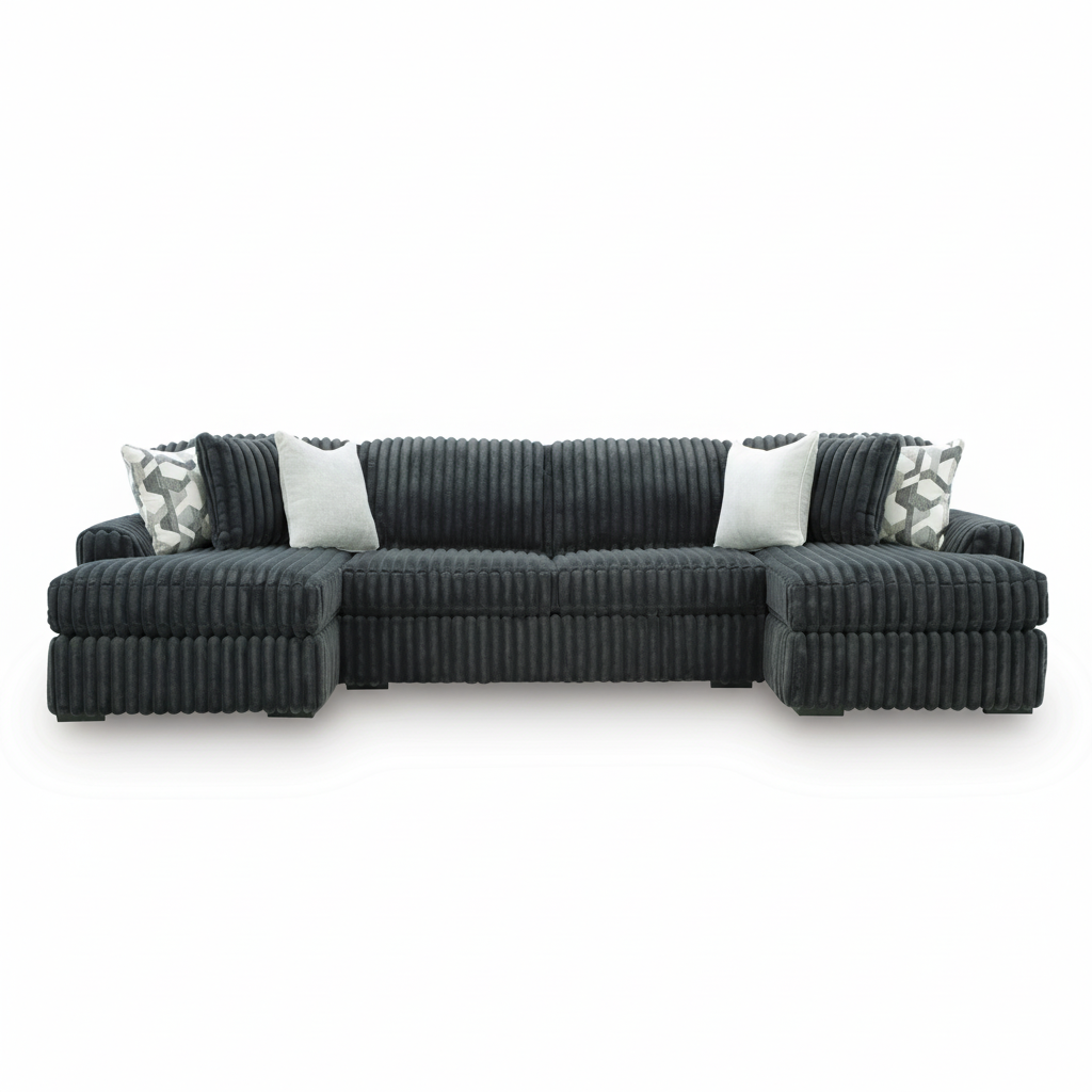 Midnight-Madness 3-Piece Double Chaise Sectional - Armless Loveseat
