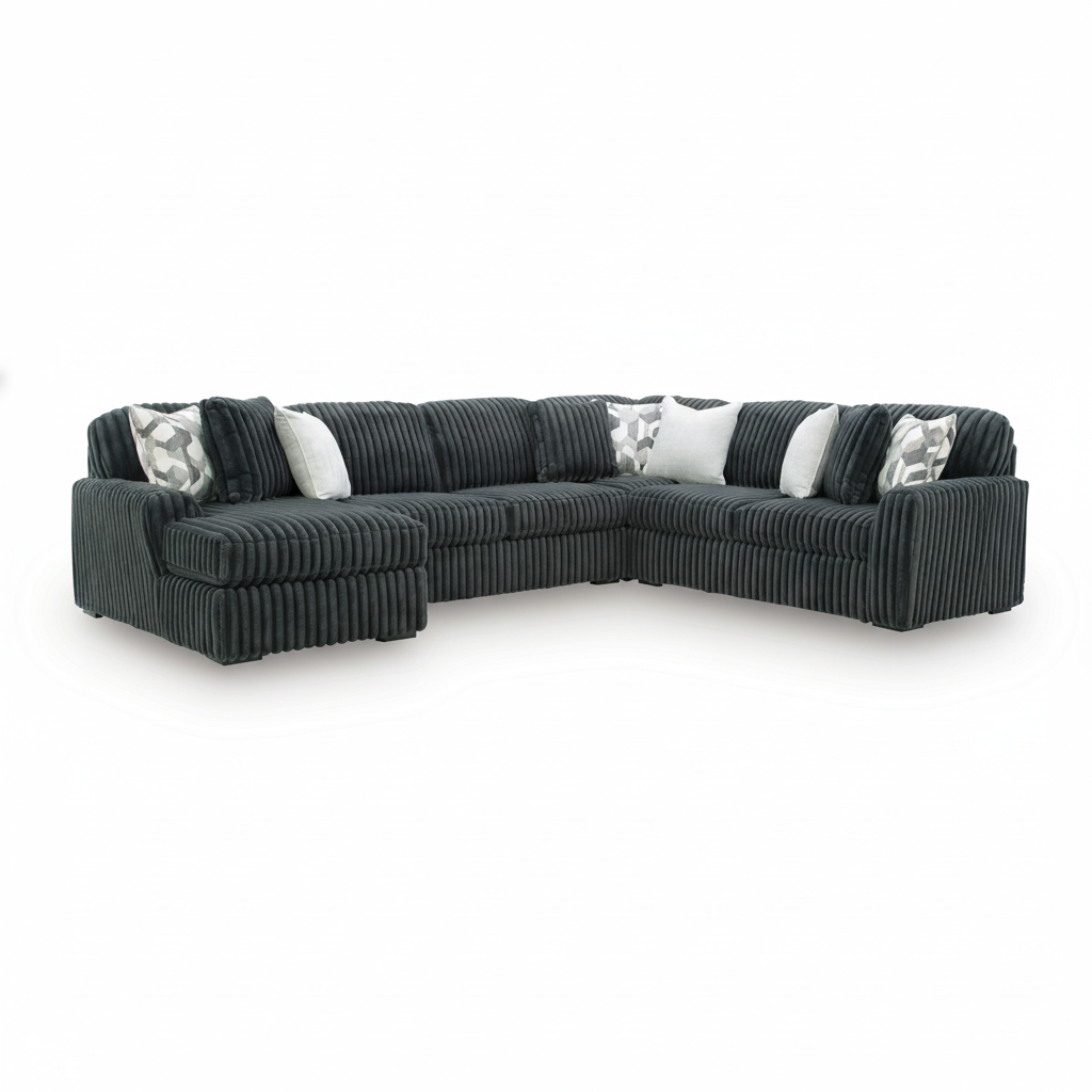 Midnight-Madness 4-Piece Sectional with Chaise - Gunmetal, Left-Arm Chaise
