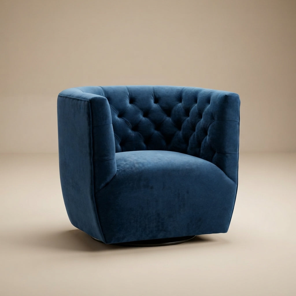 Lotte Blue Velvet Swivel Chair
