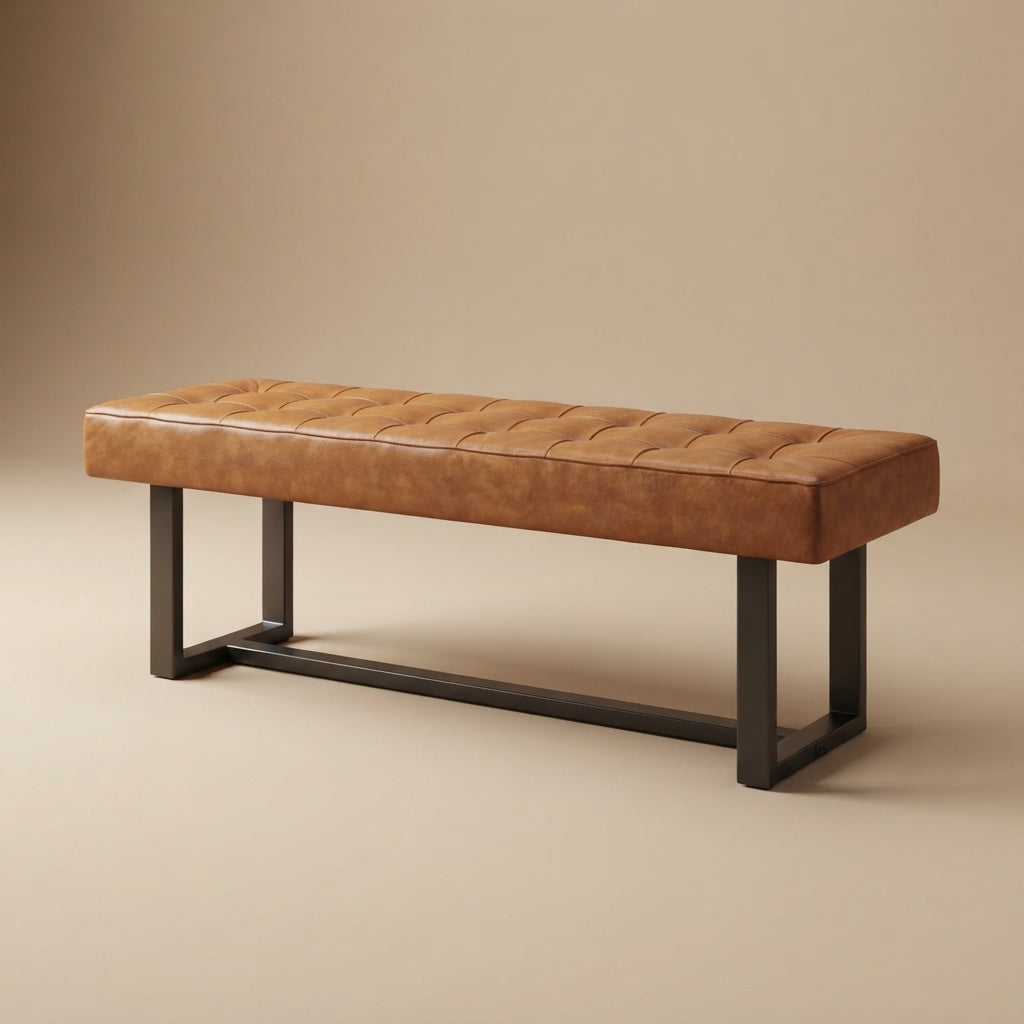 Sumba Tan Leather Bench