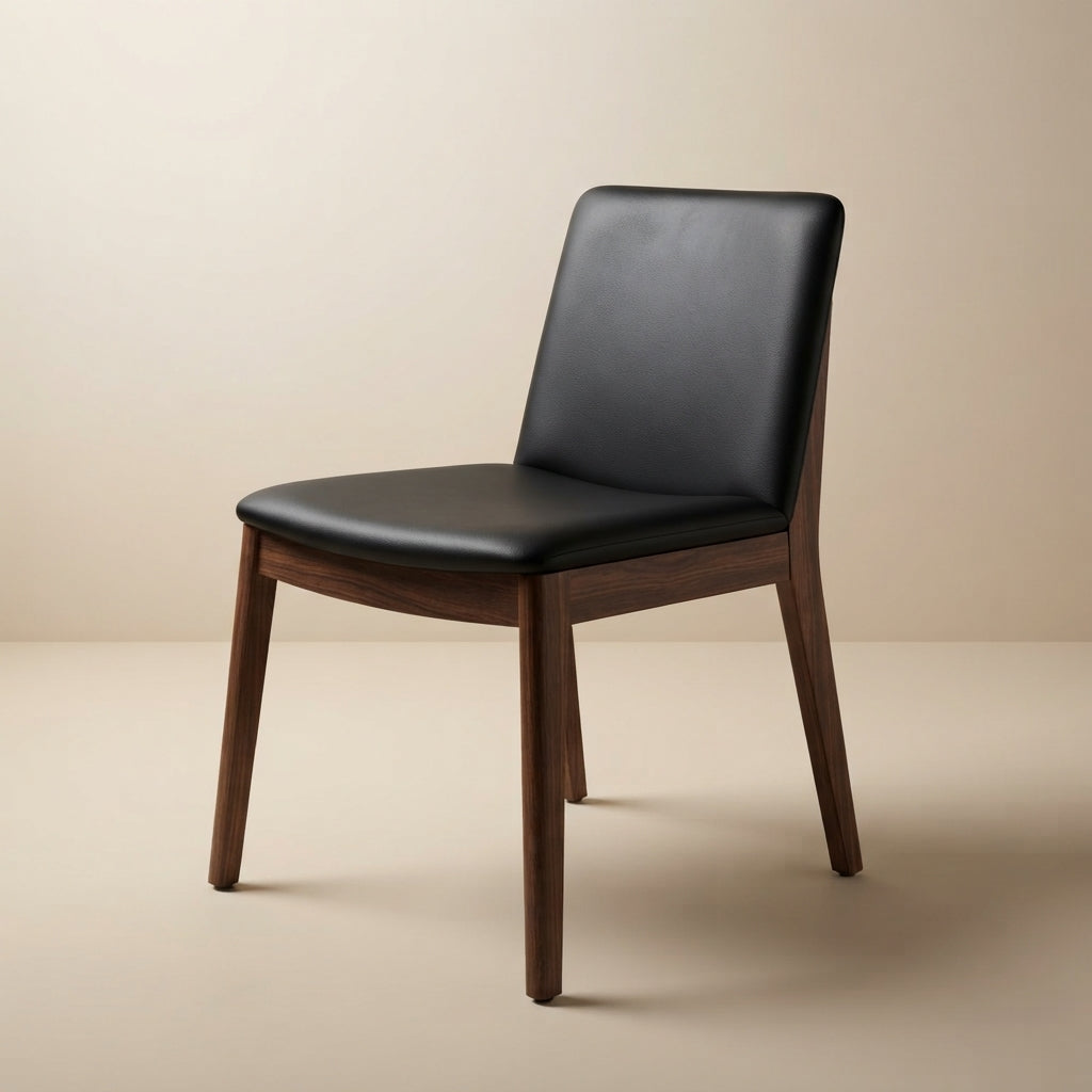 Virginia Dining Chair Black Leather Set of 2