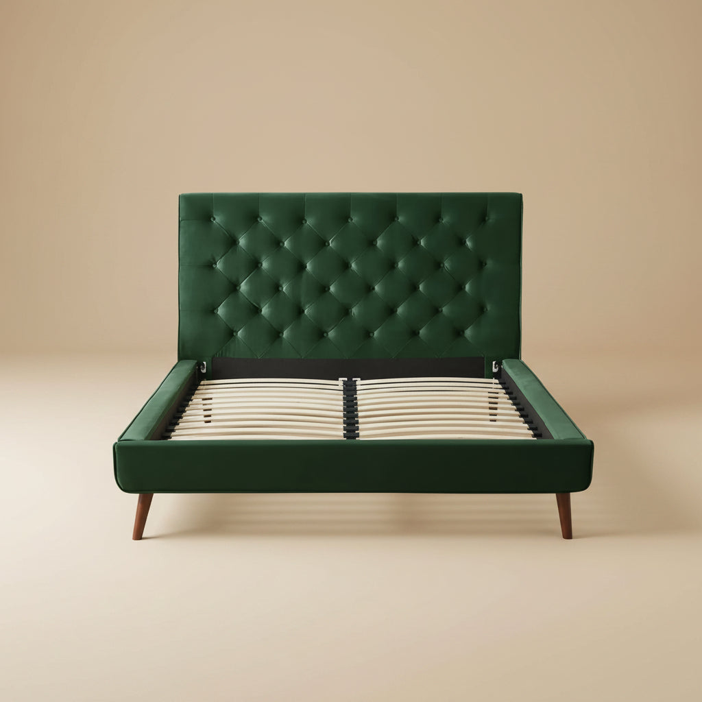 Ashley Queen Emerald Green Velvet Platform Bed