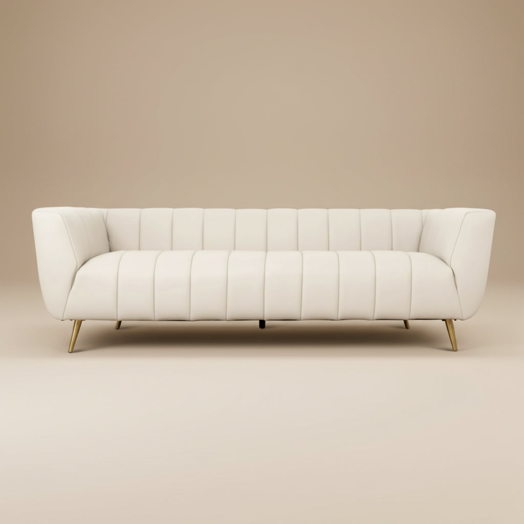 Clodine Cream Leather Sofa