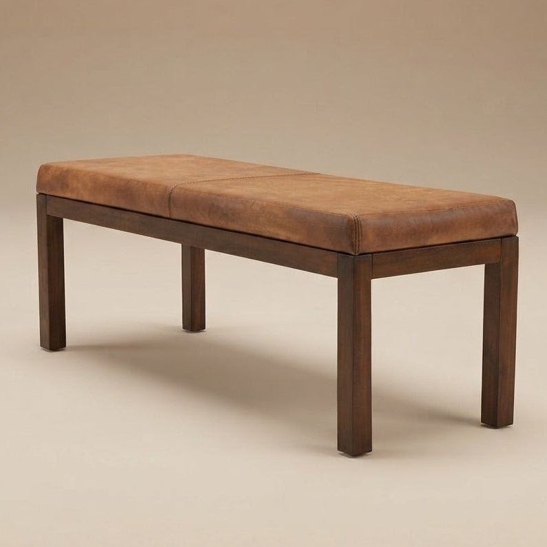 Kampa Antique Tan Leather Bench with Lines
