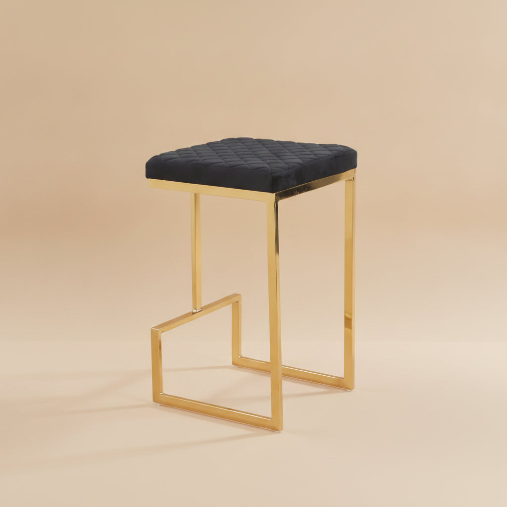 Felicia Black Velvet Counter Stool