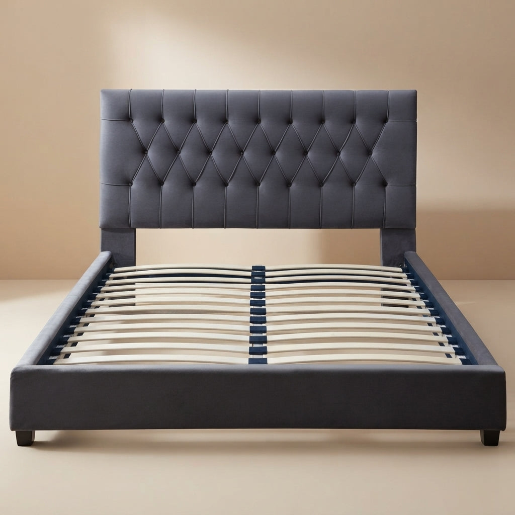 Eldridge King Gray Velvet Platform Bed