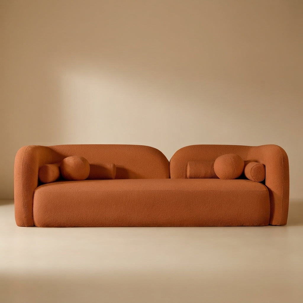 Bodrum Burnt Orange Boucle Curved Sofa
