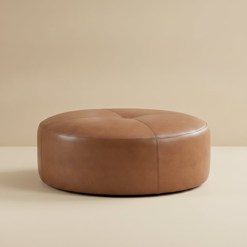 Rochelle Tan Leather Ottoman