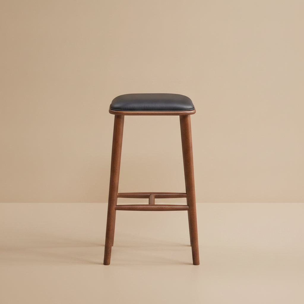 Westbury Black Vegan Leather Bar Stool
