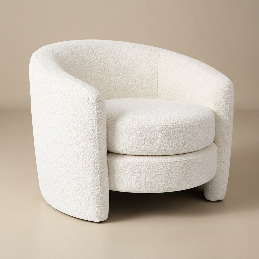 Axis White Boucle Lounge Chair