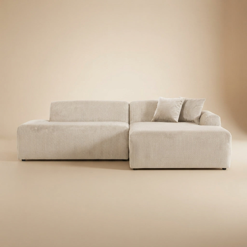 Dexter Cream Corduroy Sectional Right Facing Chaise