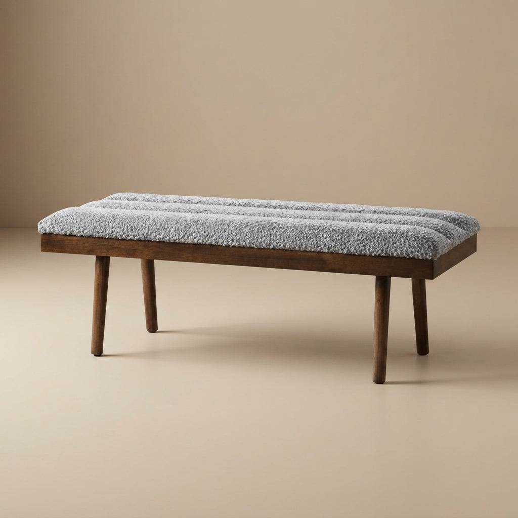 Serge Light Grey Boucle Bench