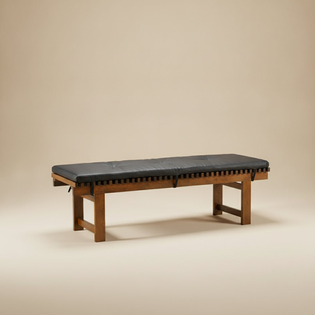 Evans Black Leather Bench