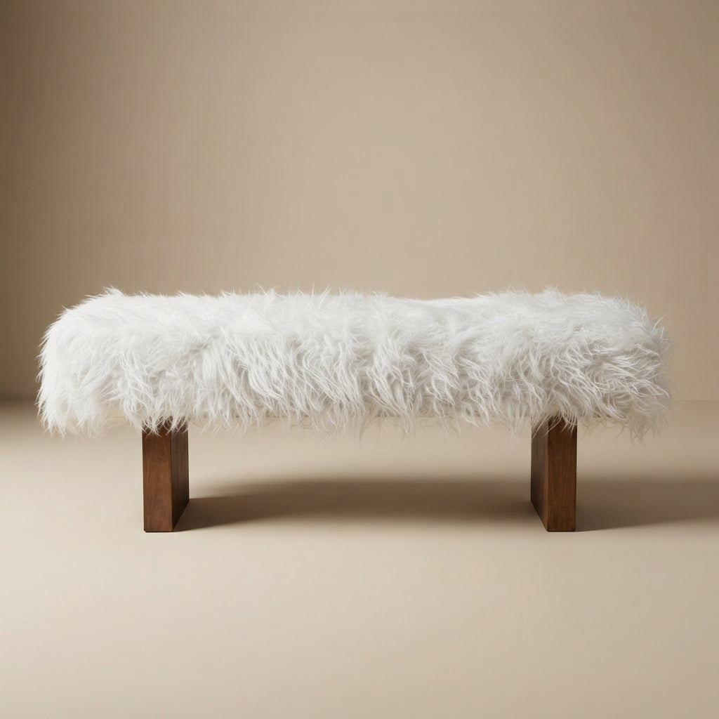 Chatham White Khaki Fur Bench