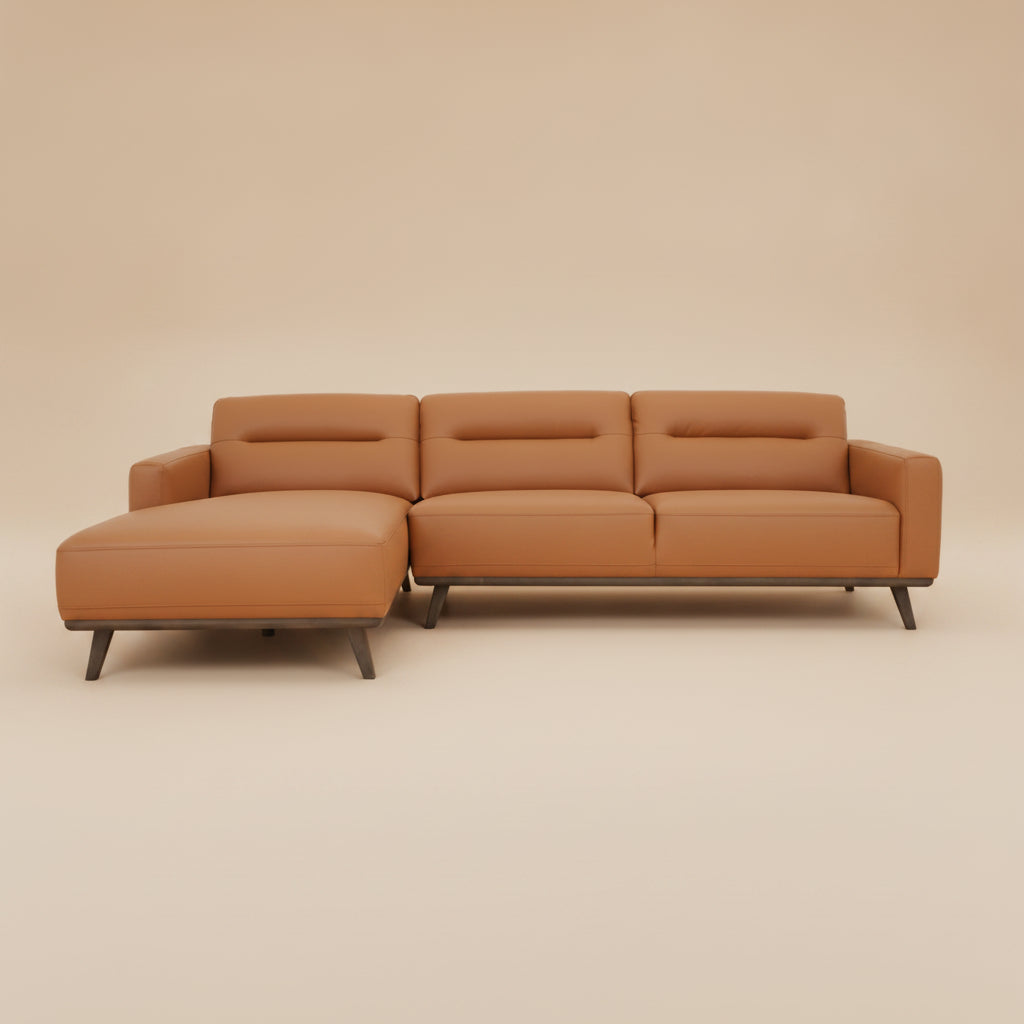 Baltic Sectional Left Cognac Leather Sofa