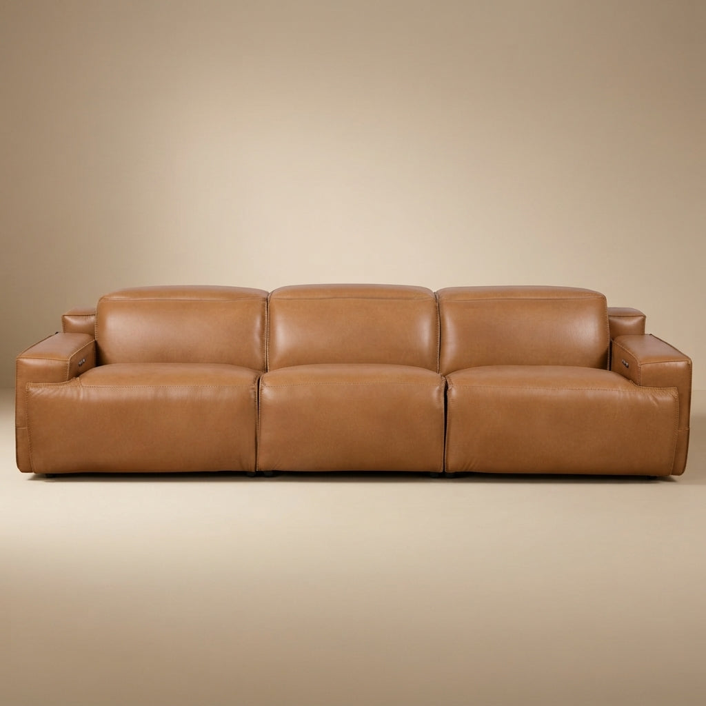 Lakewood Triple PWR Recliner Sofa - Tan Leather