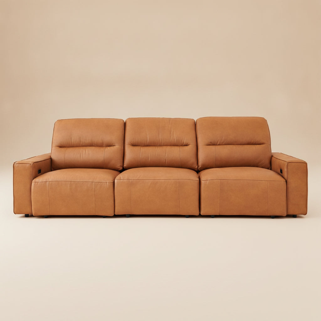 Eureka Triple PWR Slider Sofa - Cognac Leather