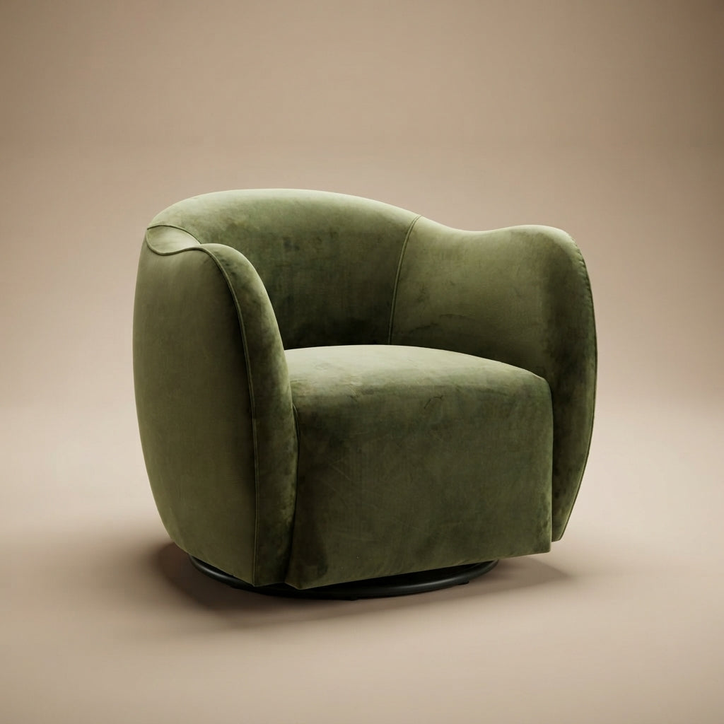 Vesper Swivel Chair - Green Velvet