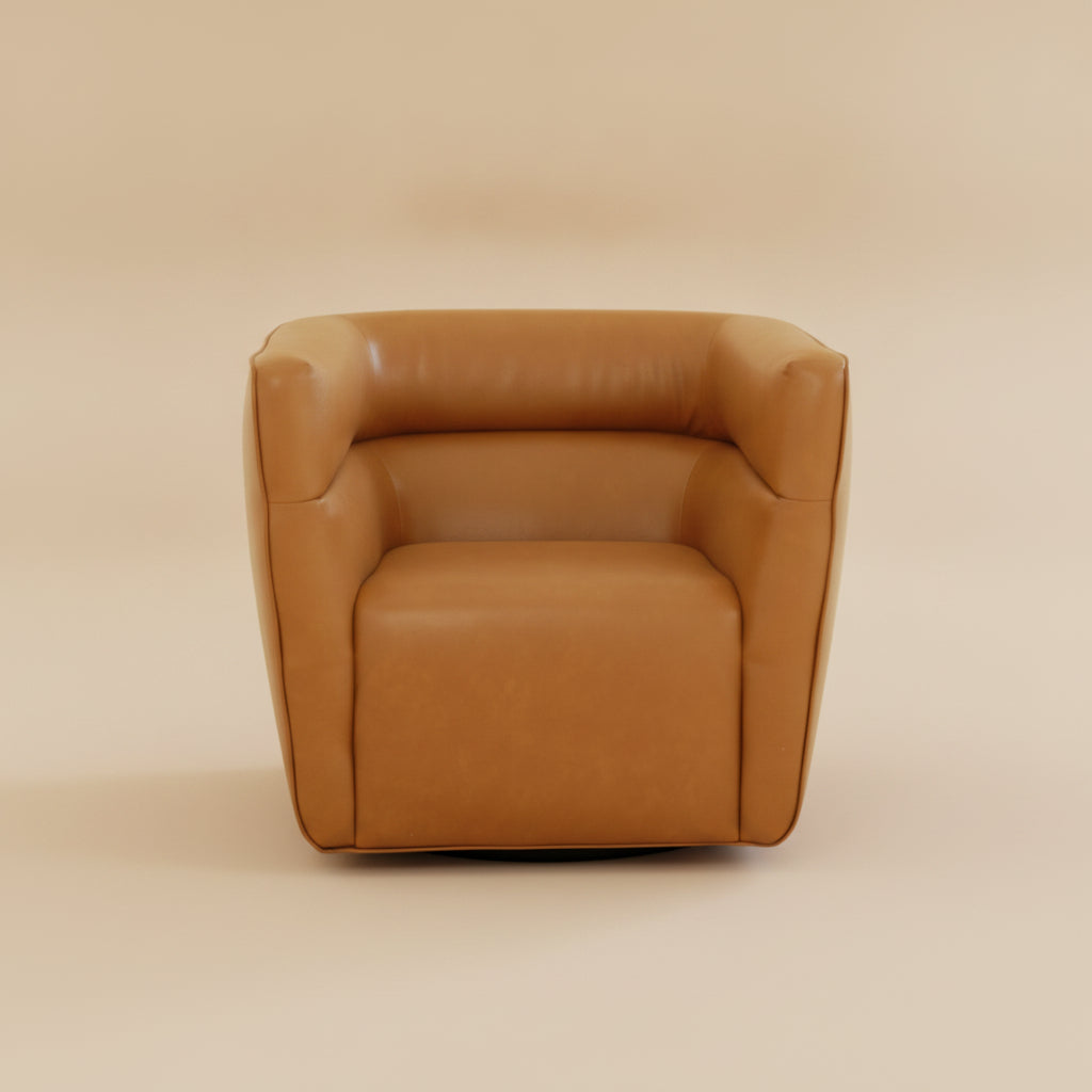 Weimar Swivel Chair - Tan Vegan Leather