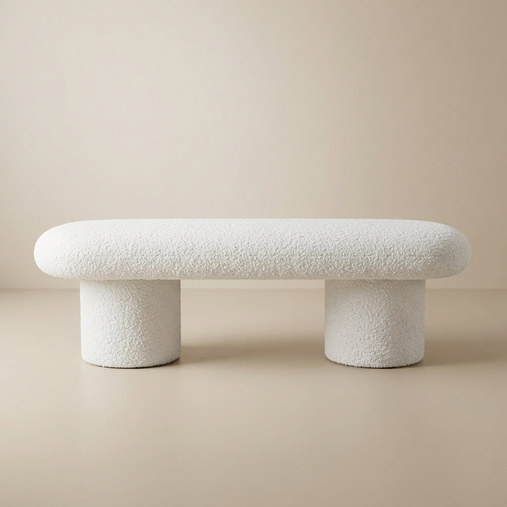 Tulia Bench - Ivory Boucle