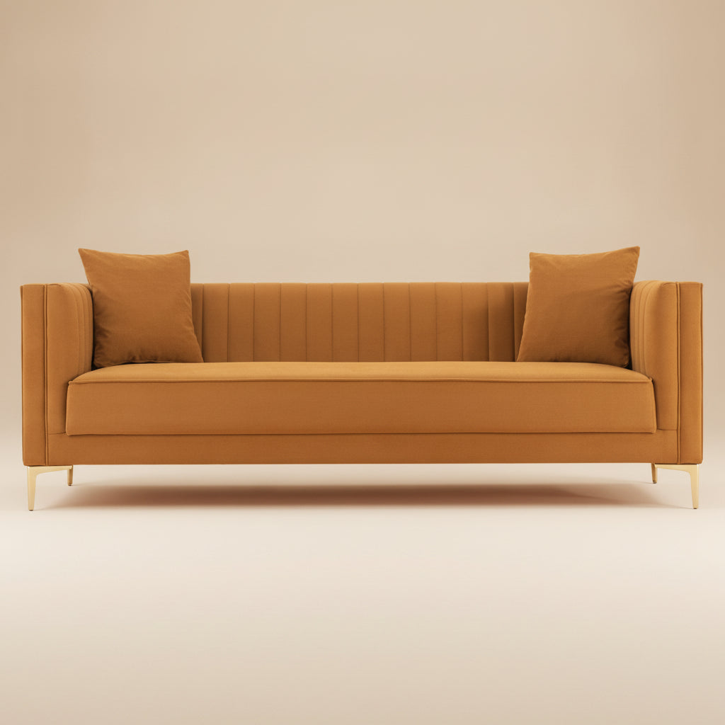 Kendra Cognac Velvet Sofa