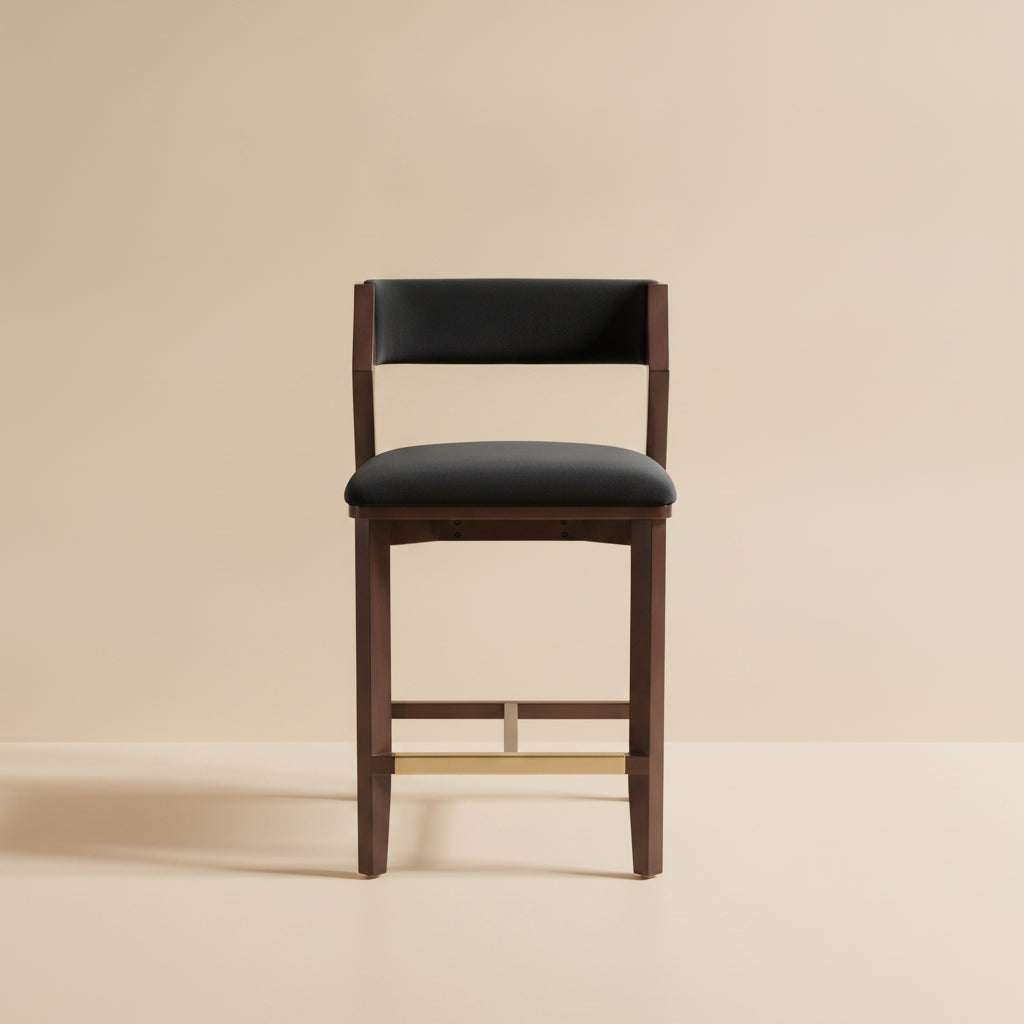 Patricia Velvet Counter Stool with Backrest - Black