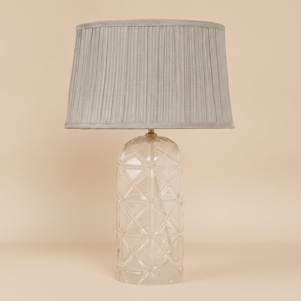 Firefly Gold Clear Glass Table Lamp With Grey Shadey