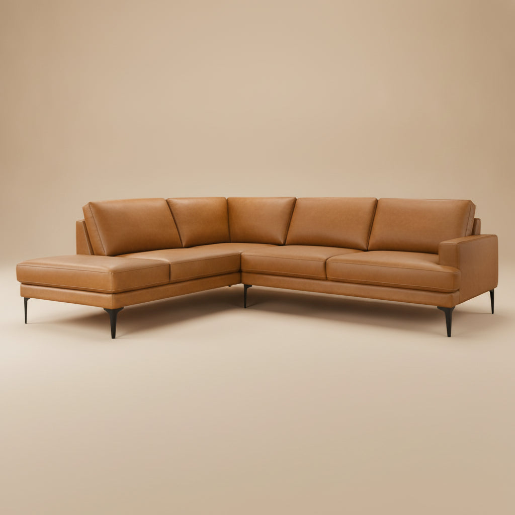 Alto Left-Facing Cognac Vegan Leather Sectional Sofa