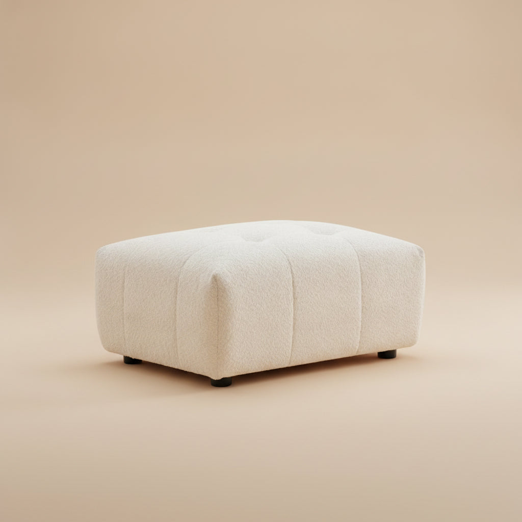 Wade Ivory Boucle Ottoman