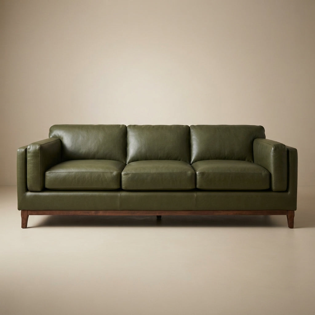 Kai Green Leather Sofa
