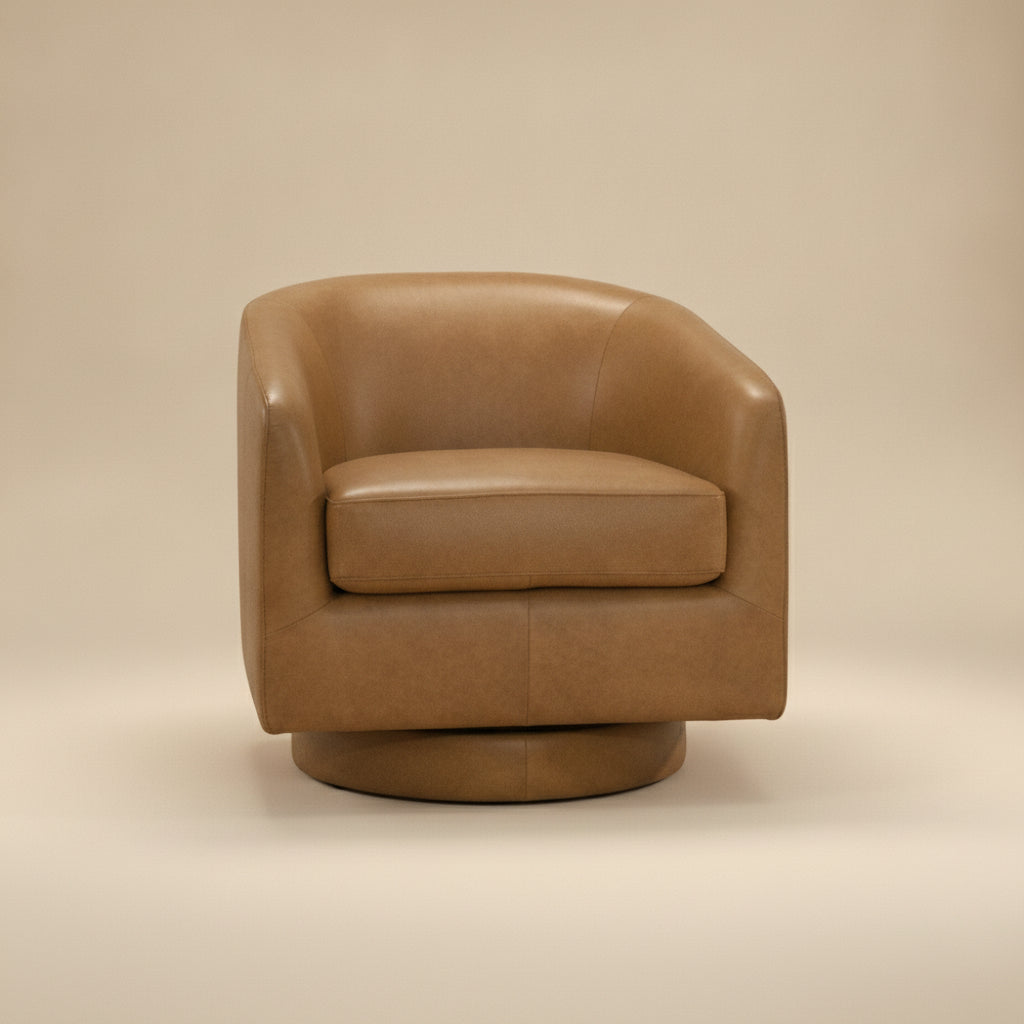 Ciro Tan Leather Swivel Chair